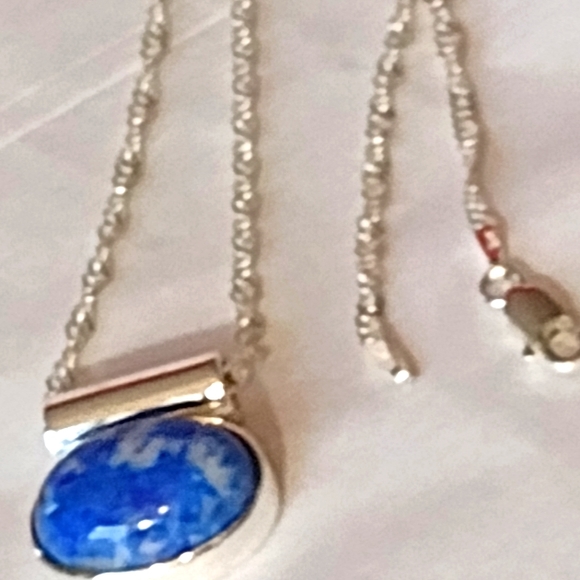 .925 Sterling Silver and Azurite Stone Pendant - Picture 9 of 11